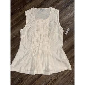 Pendleton 100% Silk Ivory Pleated Sleeve Career Shirt Pleated Blouse NWT Size 8P